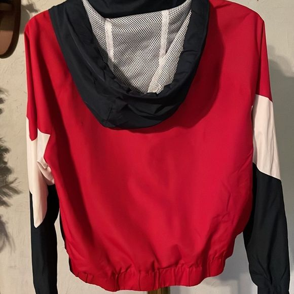 Medium Hollister red blue white long sleeve removable hood lined jacket coat - Picture 11 of 13